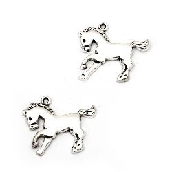 Metal pendant horse 27x22x2 mm hole 1.5 mm color old silver -5 pieces