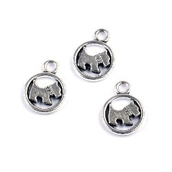 Pendant metal dog 21x16x3 mm hole 3 mm color silver -5 pieces