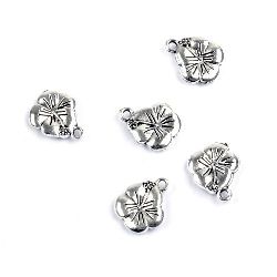 Pendant metal flower 14.5x13x3 mm hole 1.5 mm color old silver -10 pieces