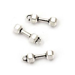 Pendant metal dumbbell 20x6 mm hole 2.5 mm color old silver -5 pieces