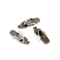 Pendant metal slipper 21.5x7x4 mm hole 1.5 mm color old silver -10 pieces