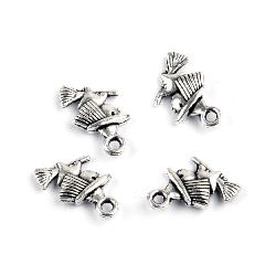 Pendant metal 15.5x10x3 mm hole 2 mm color old silver -10 pieces