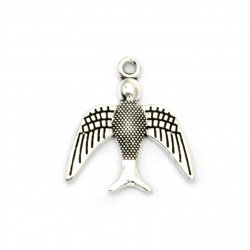 Metal Pendant swallow 21x20x2 mm hole 2 color old silver -10 pieces
