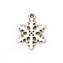 Metal pendant beads snowflake 20x15x2 mm hole 1 mm color silver - 2 pieces