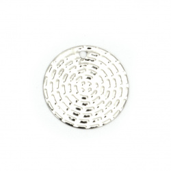 Висулка метална паричка 10x0.5 мм дупка 0.5 мм цвят сребро -20 броя