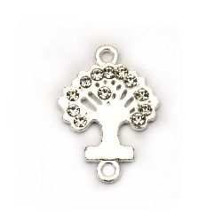 Connecting element metal with crystals tree of life 19x12x2 mm hole 1.5 mm color silver -2 pieces