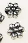 Metalized Flower Bead, 11x8 mm, Hole 4 mm, Silver - 50 grams