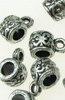 Cilindru metalic  margele cu inel orificiu 6x7 mm 4 mm argintiu -50 grame ~ 330 bucăți