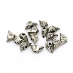 Мънисто метализе фигура 10x5x4 мм дупка 1.5 мм цвят сребро -20 грама ~200 броя