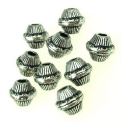 Metallized Plastic Bicone Bead, 12x11 mm, Hole: 4 mm, Silver -50 grams ~ 75 pieces