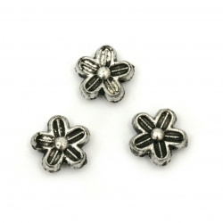 Jewellery stringing element  flower 9x3 mm hole 1.5 mm color silver -50 grams ~ 428 pieces