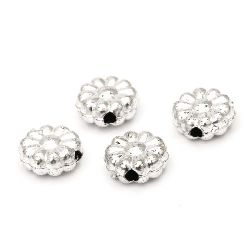 Metallized Plastic Flower Bead for Jewelry Making, 8.5x4 mm, Hole: 2 mm, Silver -20 grams ~ 116 pieces