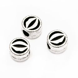 Round Plastic Bead with Metal Coating / Lips, 10.5x7 mm, Hole: 5 mm, Silver -50 grams