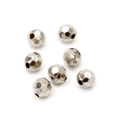 Bead CCB ball polyhedron 6x6 hole 1 mm color silver -20 grams ~200 pieces