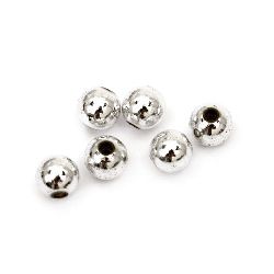 Bead metallic ball 6 mm hole 1 mm color white -50 grams ~ 430 pieces