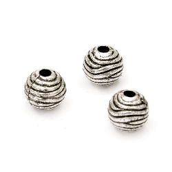 Bead metallic ball 9 mm hole 2.5 mm color silver -50 grams ~ 120 pieces