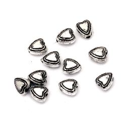 Bead metallic heart 6x5.5x4 mm hole 1.5 mm color silver -25 grams ~ 345 pieces