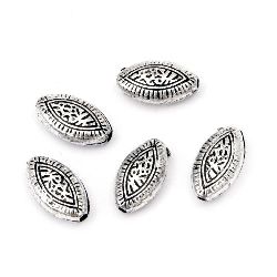 Bead metallic oval 14x8x5 mm hole 1.5 mm color silver -50 grams ~ 160 pieces