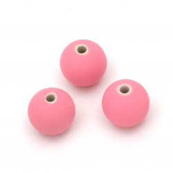 Мънисто пастел топче 12 мм дупка 2 мм цвят розов -20 грама ~20 броя