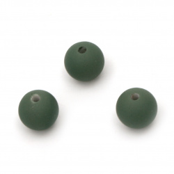 Χάντρα στρόγγυλη παστέλ 12 mm τρύπα 2 mm πράσινο σκούρο -20 γραμμάρια ± 20 τεμάχια