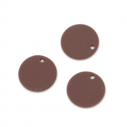 Acrylic coin pendant for jewelry making 15x1 mm hole 1 mm color pastel cherry color - 10 pieces