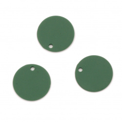 Pandantiv din monede acrilice pentru realizarea bijuteriilor 15x1 mm gaura 1 mm culoare pastel verde închis - 10 buc