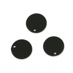 Acrylic coin pendant for jewelry making 15x1 mm hole 1 mm color pastel black - 10 pieces