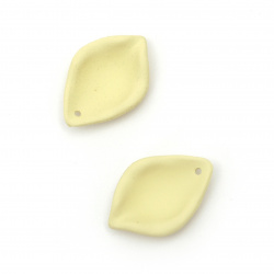 Acrylic leaf pendant for jewelry making 27x18.5x5 mm hole 1.5 mm color pastel pale yellow - 5 pieces