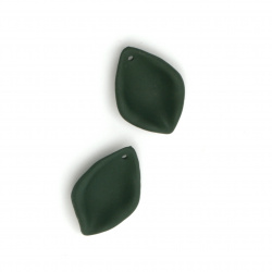 Acrylic leaf pendant for jewelry making 27x18.5x5 mm hole 1.5 mm color pastel dark green - 5 pieces