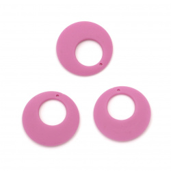 Acrylic circle pendant  for jewelry making 25x4 mm hole 1 mm color pastel dark pink - 5 pieces