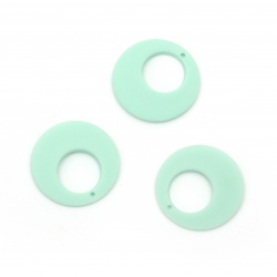 Acrylic circle pendant  for jewelry making 25x4 mm hole 1 mm color pastel light turquoise - 5 pieces