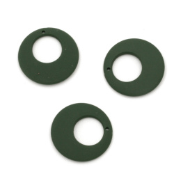 Acrylic circle pendant  for jewelry making 25x4 mm hole 1 mm pastel green dark color - 5 pieces