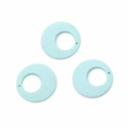 Acrylic circle pendant  for jewelry making 25x4 mm hole 1 mm color pastel light blue - 5 pieces