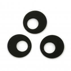 Acrylic circle pendant  for jewelry making 25x4 mm hole 1 mm color pastel black - 5 pieces