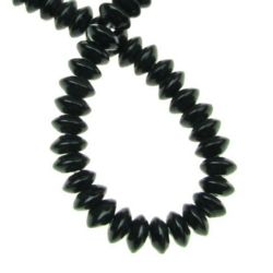 Șir de mărgele de piatră semi-prețioasă ahat șaibă neagră 4x8 mm ~ 105 bucăți