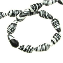 Not Available Online. You can also buy at EM ART stores and at +359 884 000 893 Gemstone Beads Strand, Synthetic Malachite, Drop, Black and White, 16x8mm, 25 pcs