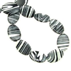 Not Available Online. You can also buy at EM ART stores and at +359 884 000 893 Gemstone Beads Strand, Synthetic Malachite, Oval, Black and White, 16~18x12x4mm, 23 pcs
