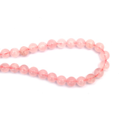 String of Semi-Precious Stone Beads ROSE QUARTZ Grade A,  Ball: 12 mm ~ 31 pieces