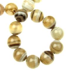 Natural Striped AGATE Round Beads Strand, Color Cream 10mm ~ 38 pcs
