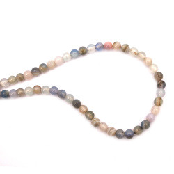 Semi-precious stone AGATE, String of beads - blue lace mix, ball 6 mm ~62 pieces