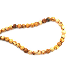String of beads, Semi-precious stone AGATE cracked yellow-brown light ball 8 mm ~47 pieces