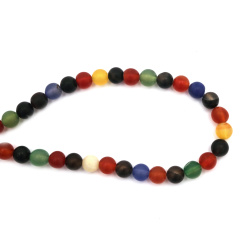 Semi-precious stone AGATE, String of beads, ASSORTED colors ball matte 8 mm ~48 pieces