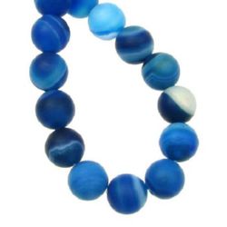 frosted beads from STRIPED Agate blue ball l matte 8 mm ~ 47 pieces