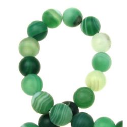 Striped Agate, Frosted, Round Beads, shades of Green 8 mm ~ 47 pcs
