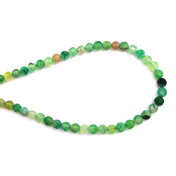String of beads, semi-precious stone AGATE cracked green light, frosted ball, 6 mm ~63 pieces