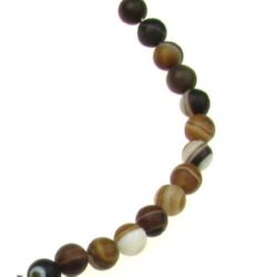 Natural Striped Agate  Beads Strand, Round, Frosted, Dyed, Brown  6 mm ~ 62 pcs