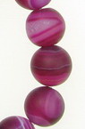 Natural Striped Agate  Beads Strand, Round, Frosted, Dyed, cyclamen bead matte 12 mm ~ 33 pieces