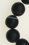 Наниз мъниста полускъпоценен камък АХАТ ивичест черен топче матирано 10 мм ±37 броя