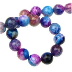 Șir de mărgele din piatră semiprețioasă AGAT bilă colorată crăpată 10 mm ~ 38 bucăți