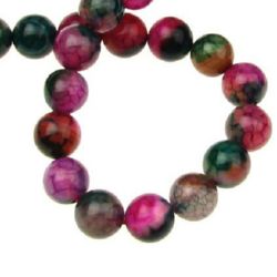 Natural Cracle Agate Beads Strand, Dyed, Round, Multicolor 8mm ~ 48 pcs